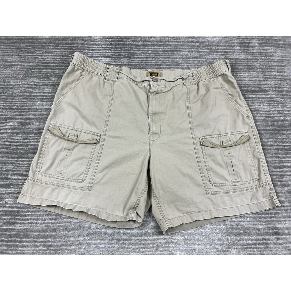 The Foundry Cargo Shorts Mens 50 Khaki Tan Cotton Twill Elastic Back Utility